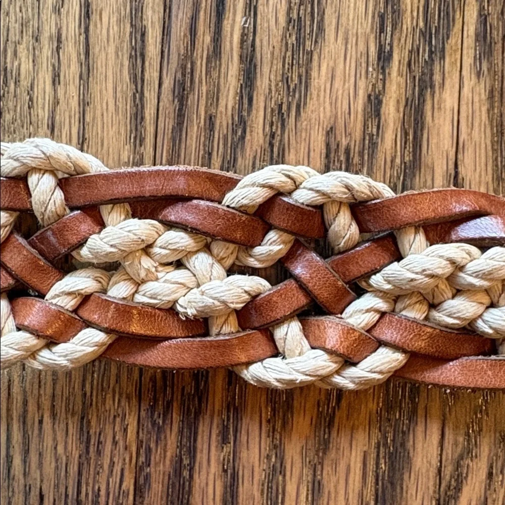 Fossil leather and cording braided woven boho festival belt
